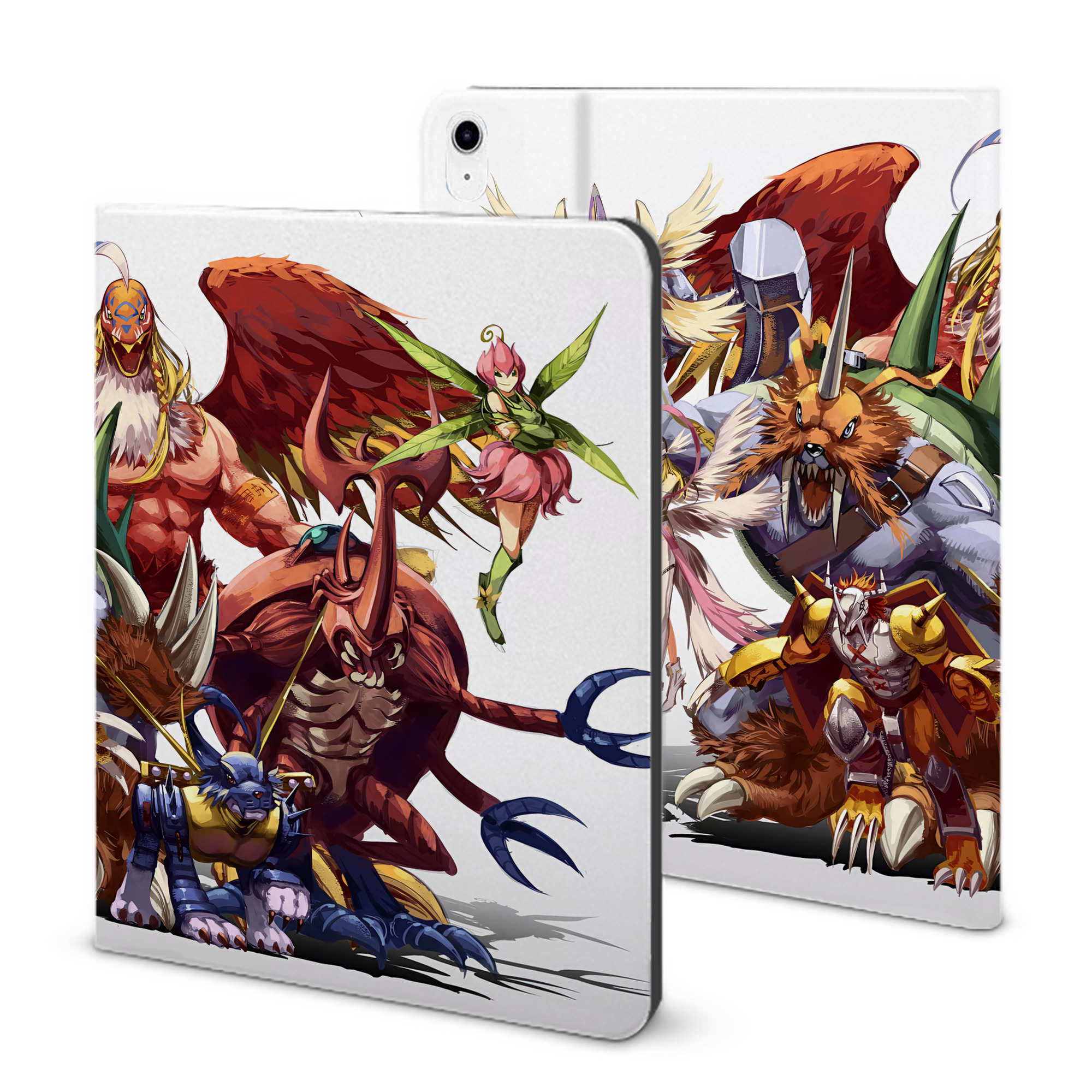 （画像用） Digimon デジタルモンスター/デジモン IPad ケース ブック型 PUレザー TPU 耐衝撃 軽量 薄型 ペン収納なし 全面保護 IPad 各モデル対応
